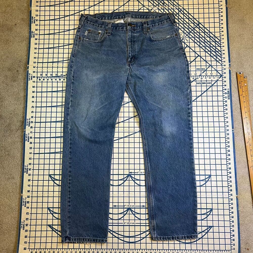 Carhartt Denim Jeans Men's Size 38x32 B480-DVB Blue Workwear Pants - Picture 8 of 12